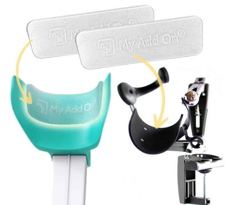 My Add On MyGelbow - وسائد جيل مريحة للعكازات (قطعتان)، ملحقات العكازات لدعم الذراع، وسائد كوع للعكازات، حشوة للعكازات - 150x45x4.6 مم، شفاف - Image 1